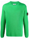 Full Rib Pure Wool Crewneck Knit Top Bright Green - STONE ISLAND - BALAAN 3