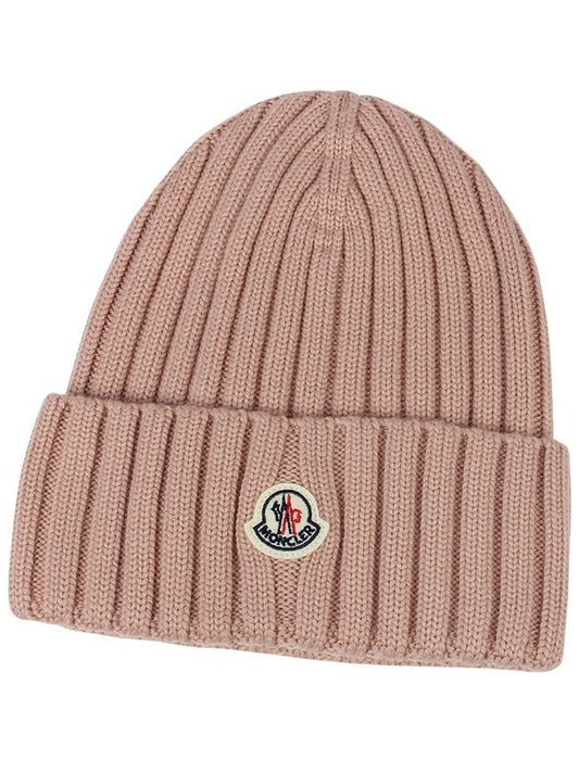 Logo Beanie 3B00037 A9327 513 LIGHT PINK MOA064pk - MONCLER - BALAAN 1