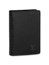 Pocket Organizer Taiga Leather Card Wallet Black - LOUIS VUITTON - BALAAN 1