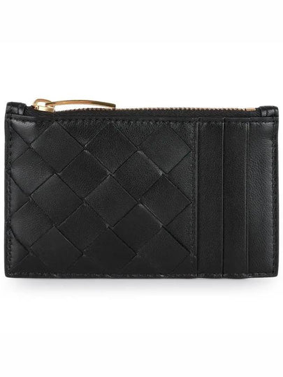 Intrecciato Zipper Leather Card Wallet Black - BOTTEGA VENETA - BALAAN 2