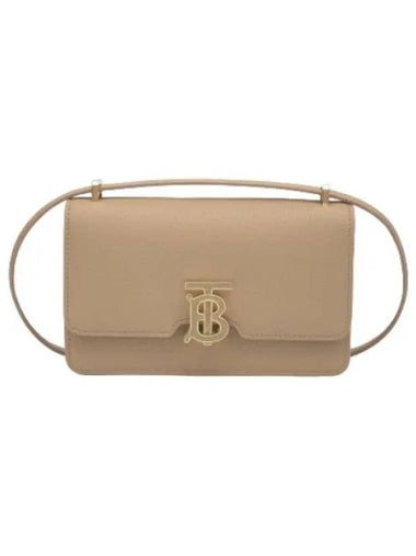 Mini Grainy Leather Cross Bag Oat Beige - BURBERRY - BALAAN 1