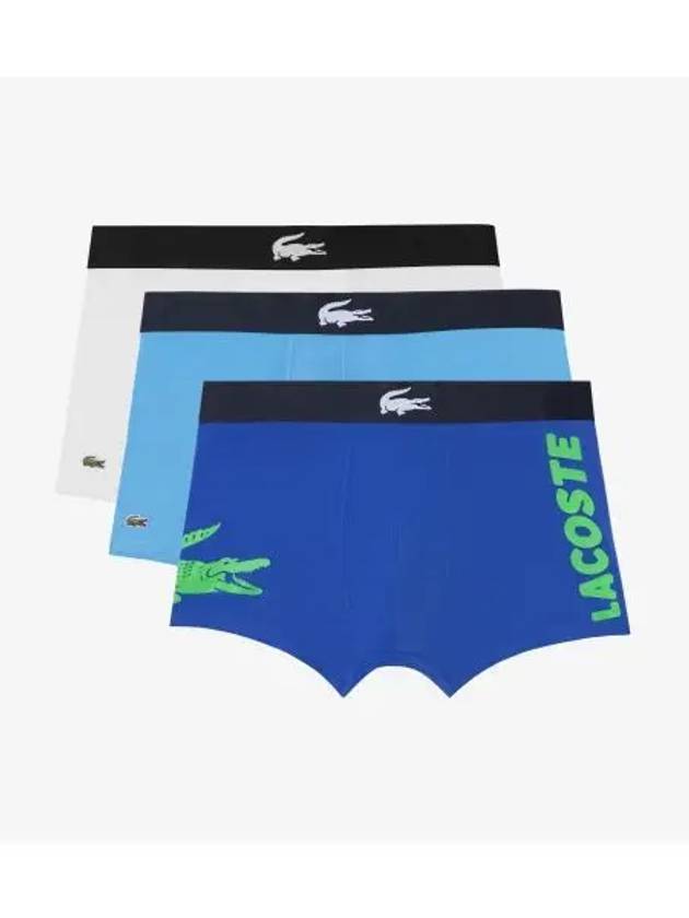 Men s Mismatched Stretch Cotton Trunks 3 Pack Blue - LACOSTE - BALAAN 1