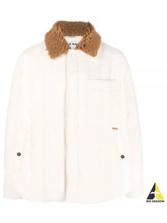 Fleece Collar Quilted Jacket Ecru CRTWXOUW003 DEN004 - SUNNEI - BALAAN 1