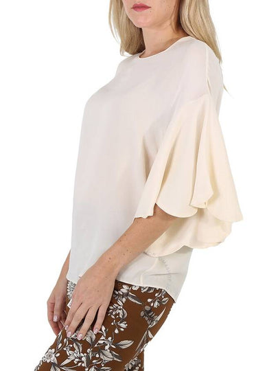 Valentino Ladies White Ruffle Sleeves Silk Blouse, Brand Size 38 (US Size 4) - VALENTINO - BALAAN 2