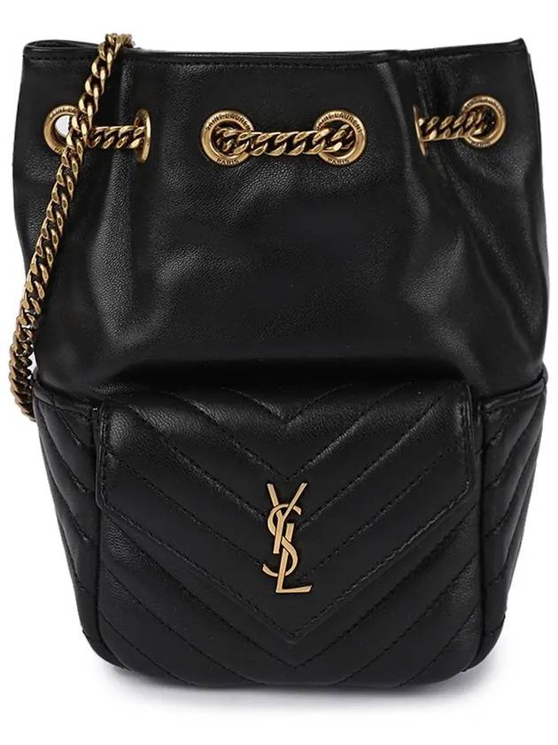 Joe Nano Mini Leather Bucket Bag Black - SAINT LAURENT - BALAAN 7