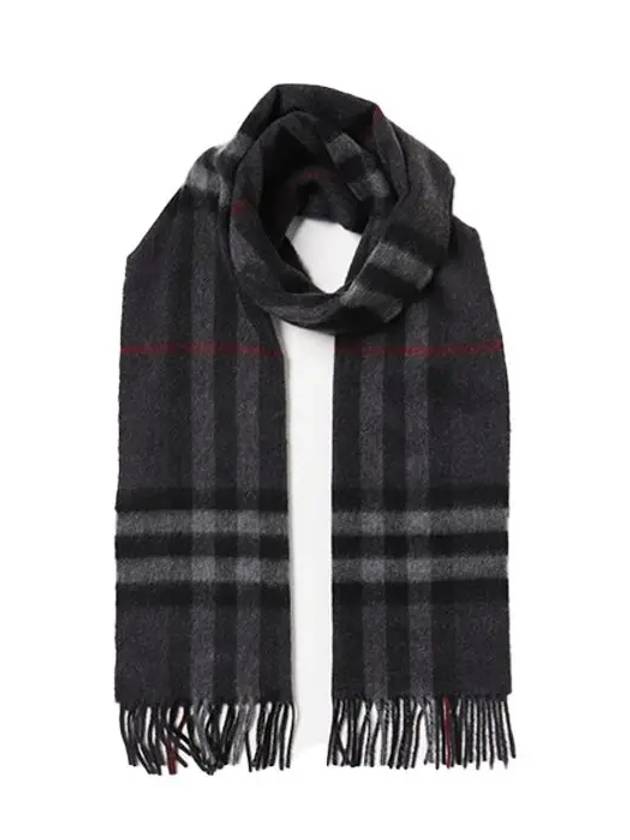 Check Cashmere Scarf Charcoal - BURBERRY - BALAAN 2