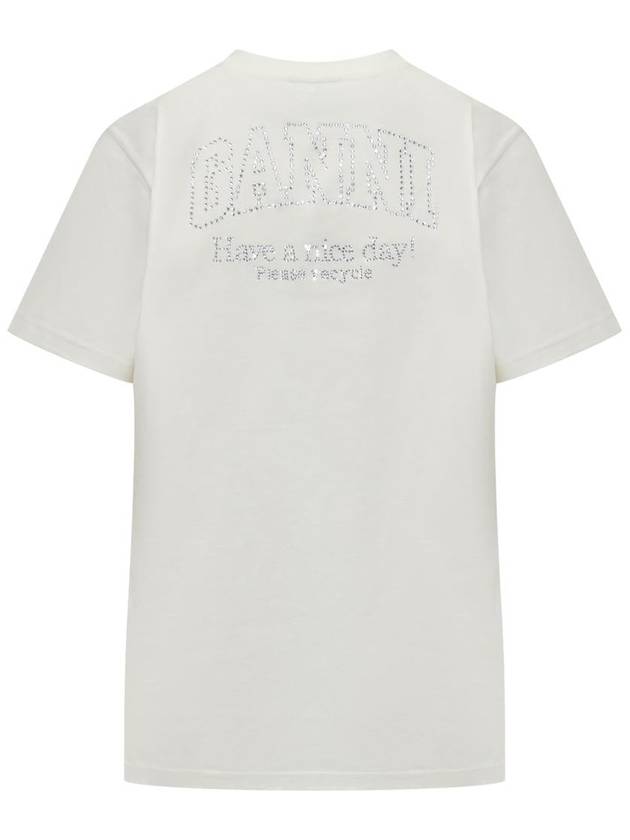 Logo Cotton Short Sleeve T-Shirt White - GANNI - BALAAN 3