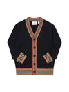 Kids Icon Stripe Trim Cardigan Black - BURBERRY - BALAAN 1