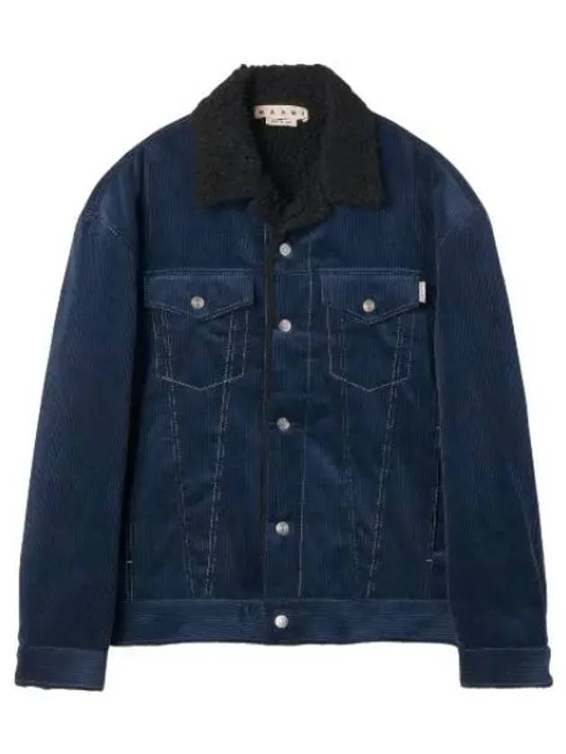 fur collar jacket blue jumper - MARNI - BALAAN 1