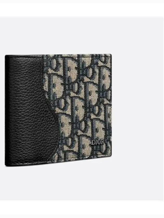 Saddle Oblique Jacquard Half Wallet Black Beige - DIOR - BALAAN 4