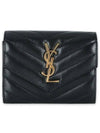 Cassandre Matelasse Compact Quilted Lambskin Half Wallet Black - SAINT LAURENT - BALAAN 3