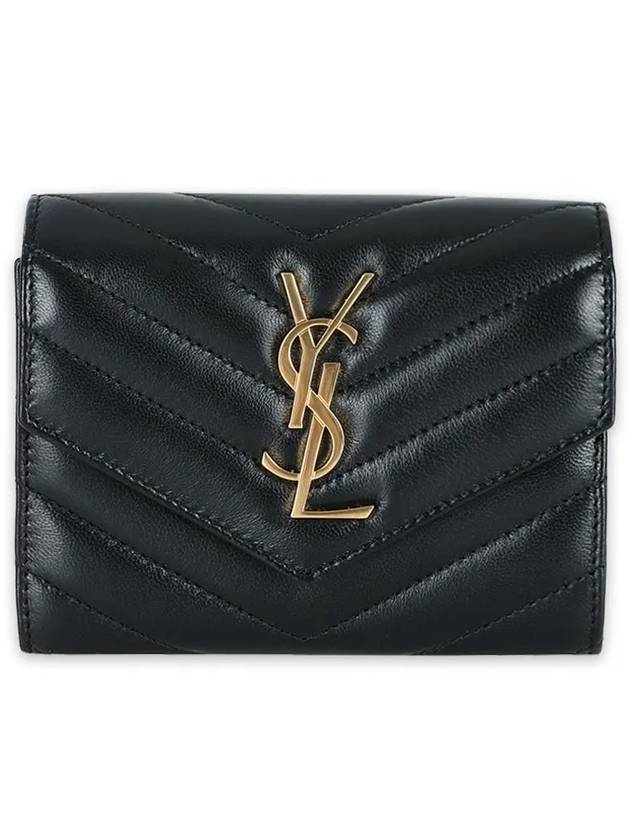 Cassandre Matelasse Compact Quilted Lambskin Half Wallet Black - SAINT LAURENT - BALAAN 2