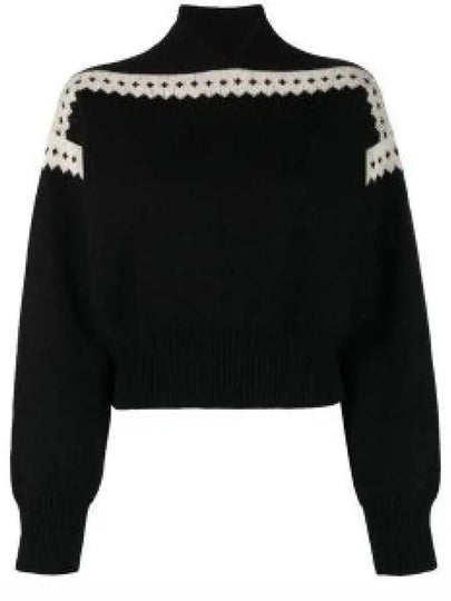 Contrast Trim Effect Knit Top Black - SAINT LAURENT - BALAAN 2