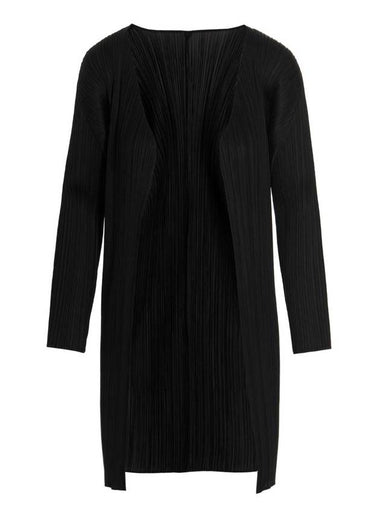 Pleated Basic Cardigan Black - ISSEY MIYAKE - BALAAN 1