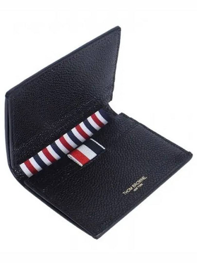 Pebble Grained Leather Double Card Wallet Black - THOM BROWNE - BALAAN 2