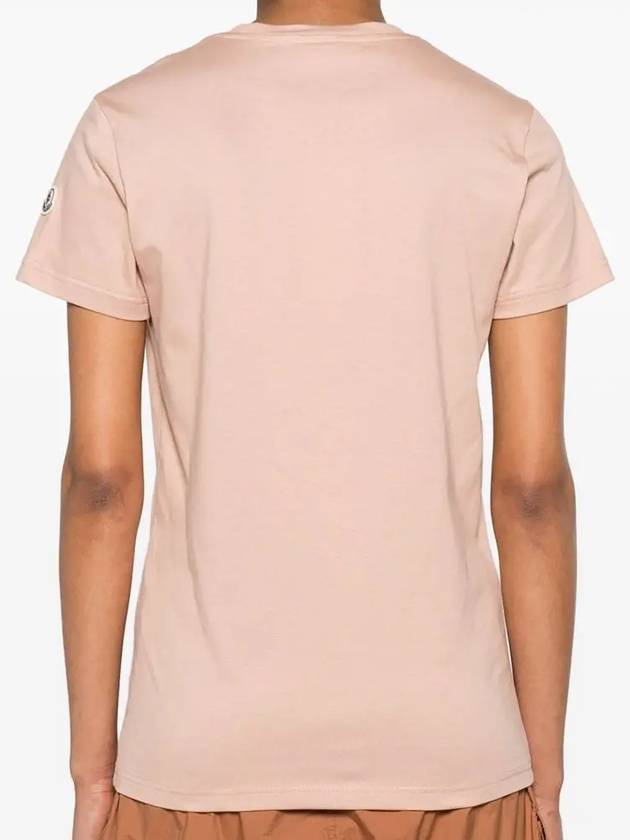 Cotton Jersey Short Sleeve T Shirt Light Pink - MONCLER - BALAAN 4