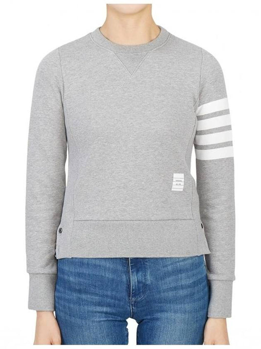 Engineered 4 Bar Stripe Loopback Jersey Knit Crewneck Sweatshirt Light Grey - THOM BROWNE - BALAAN 2