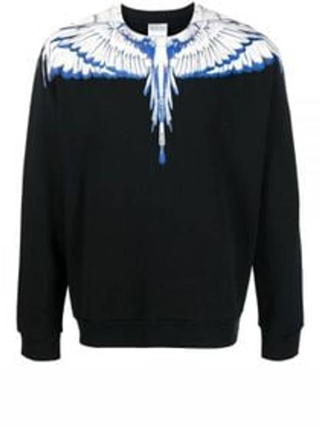 Icon Wing Print Crew Neck Sweatshirt Black Blue - MARCELO BURLON - BALAAN 2