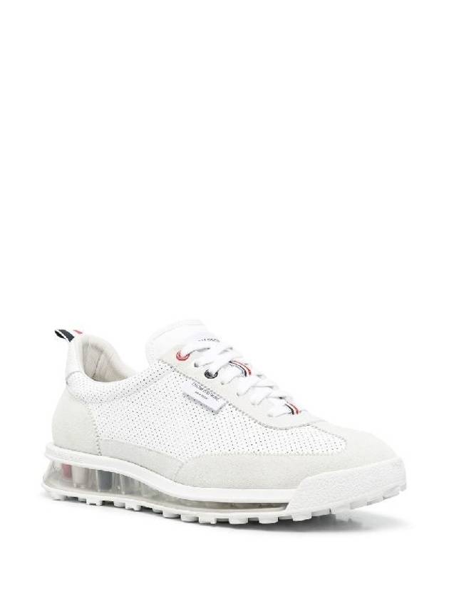 Vitello Calf Leather Clear Sole Tech Runner Sneakers White - THOM BROWNE - BALAAN 3