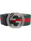 Interlocking G Buckle Web Belt Green - GUCCI - BALAAN 3