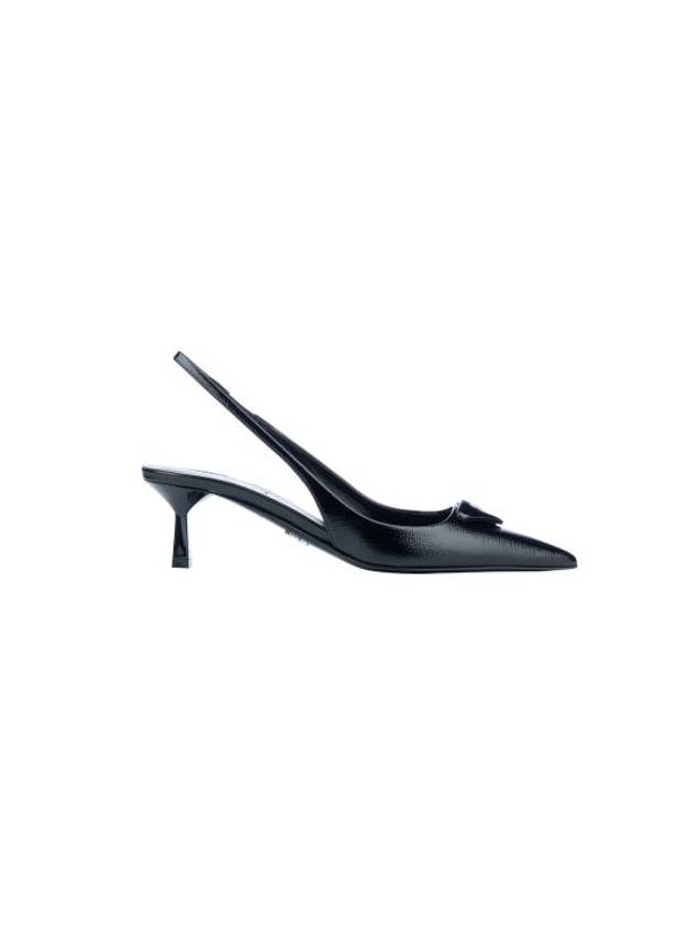 Logo 55mm leather sandal heel black - PRADA - BALAAN 1