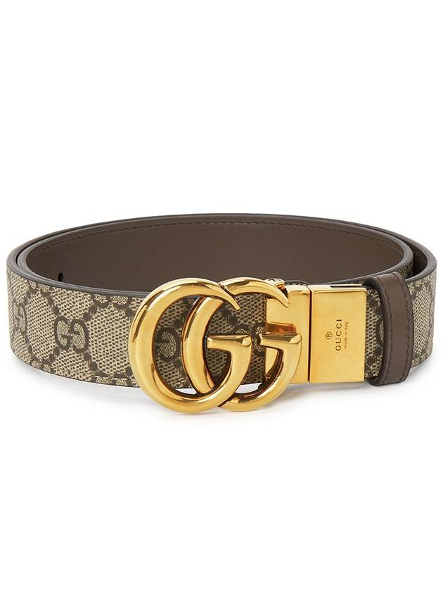 GG Marmont Supreme Canvas Leather Reversible Belt Beige Brown - GUCCI - BALAAN 2