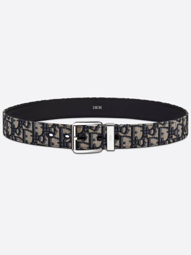 Logo Jacquard Leather Belt Black Beige - DIOR - BALAAN 2