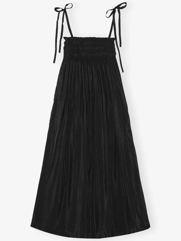 Smoke Strap Viscose Habotai Midi Dress Black - GANNI - BALAAN 2