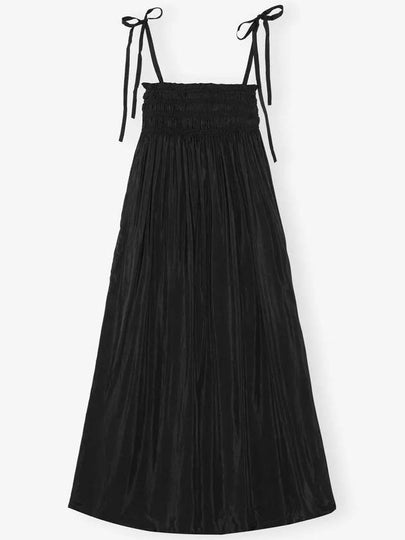 Smoke Strap Viscose Habotai Midi Dress Black - GANNI - BALAAN 2