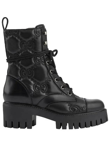 GG quilted lace-up walker boots black - GUCCI - BALAAN 1