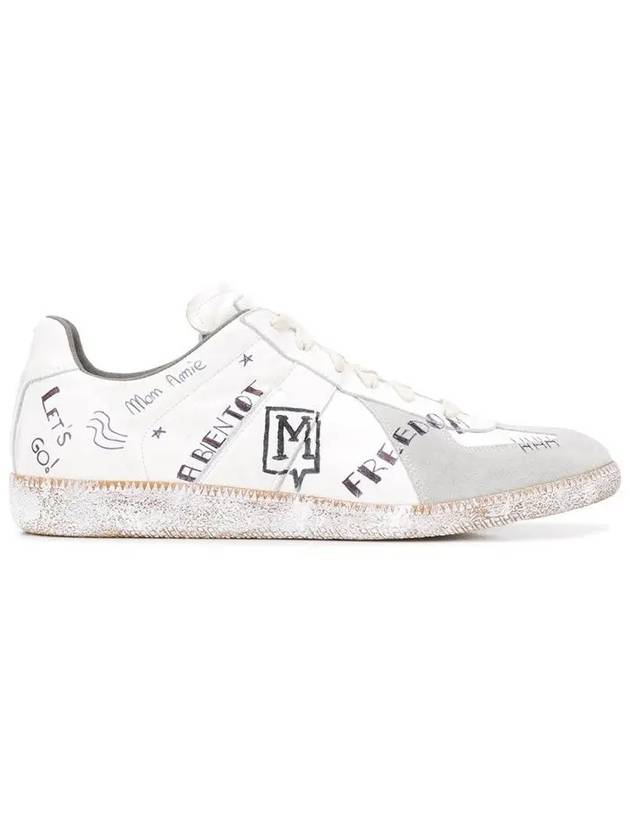 Men's German Army Replica Graffiti Low Top Sneakers White - MAISON MARGIELA - BALAAN 3