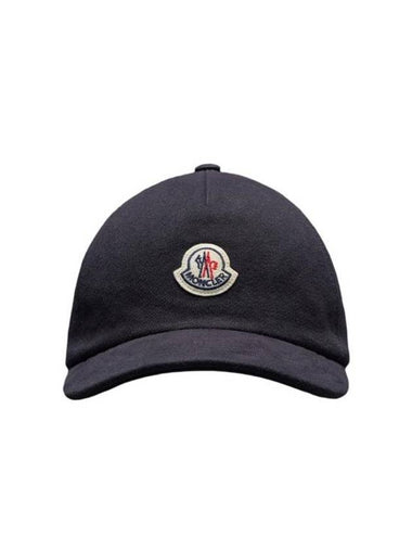 Fleece Logo Patch Cotton Baseball Ball Cap Navy - MONCLER - BALAAN 1