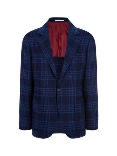 10 ePoint Men s Check Pattern Wool Single Jacket Navy 271353 - BRUNELLO CUCINELLI - BALAAN 1