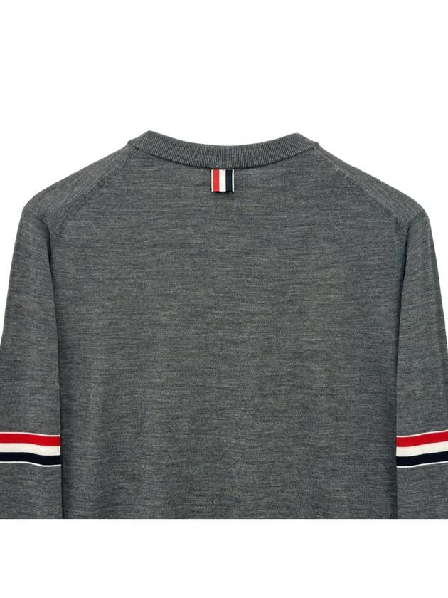 Merino Striped Crew Neck Knit Top Grey - THOM BROWNE - BALAAN 6