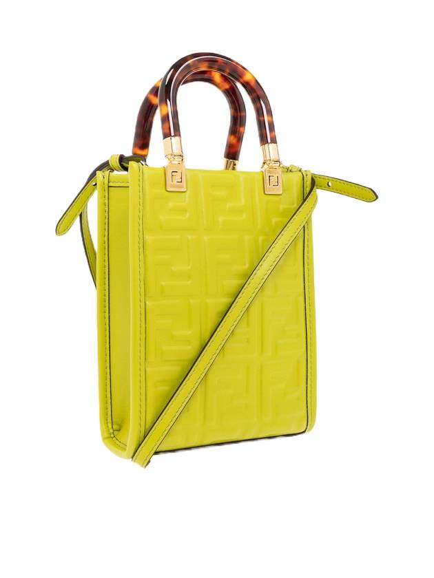 Mini Sunshine FF Embossed Leather Cross Bag Green - FENDI - BALAAN 1