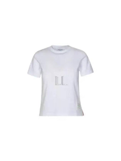 Logo Patch Lightweight Jersey Relaxed Fit Short Sleeve T-Shirt White - THOM BROWNE - BALAAN 2