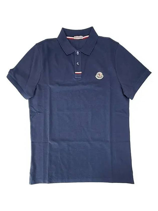 Men s Logo Polo Short Sleeve T Shirt Navy 8A00029 - MONCLER - BALAAN 1