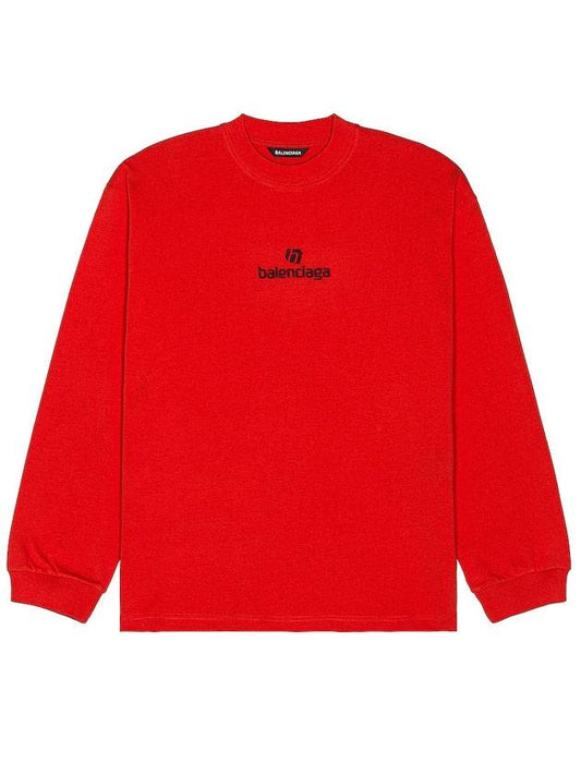 Logo Cotton Sweatshirt Red - BALENCIAGA - BALAAN 1