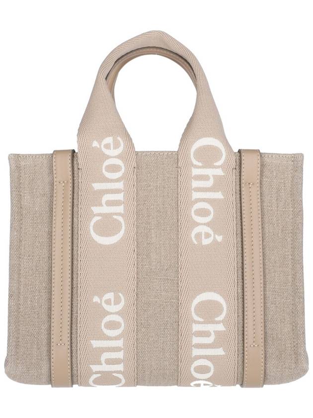 Woody Small Tote Bag Beige Linen - CHLOE - BALAAN 2