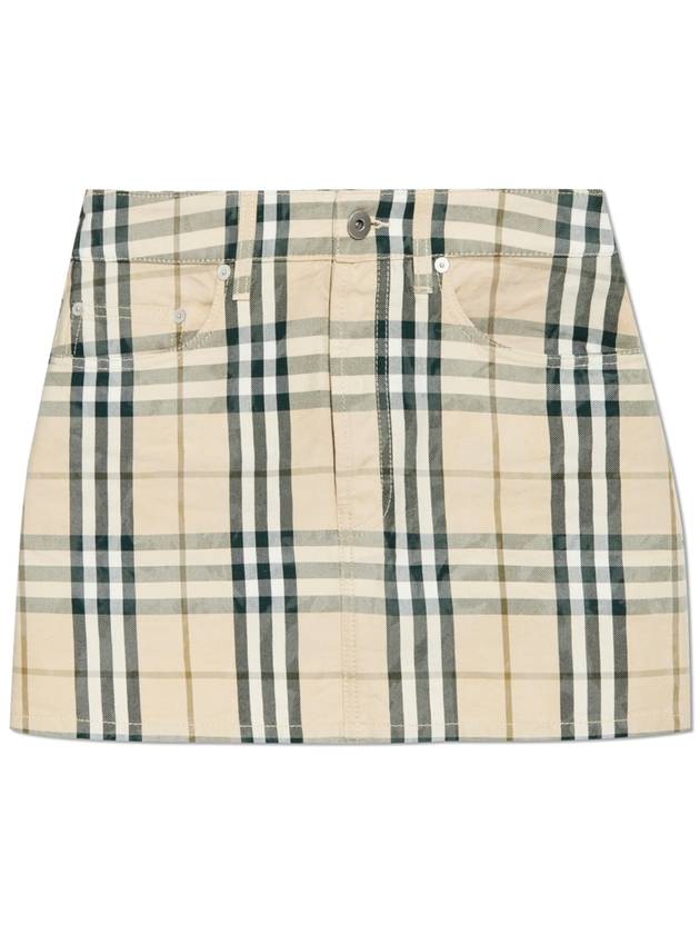 Check Denim Mini H-Line Skirt Grain - BURBERRY - BALAAN 2