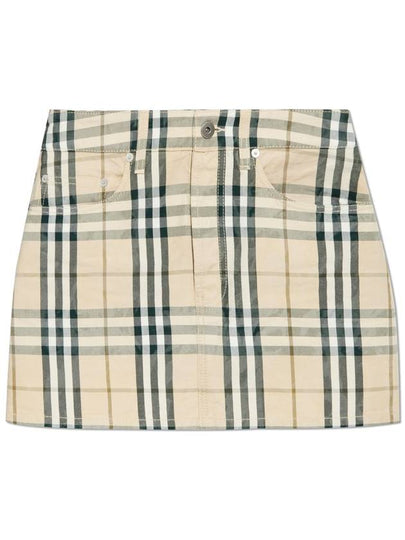 Check Denim Mini H-Line Skirt Grain - BURBERRY - BALAAN 2