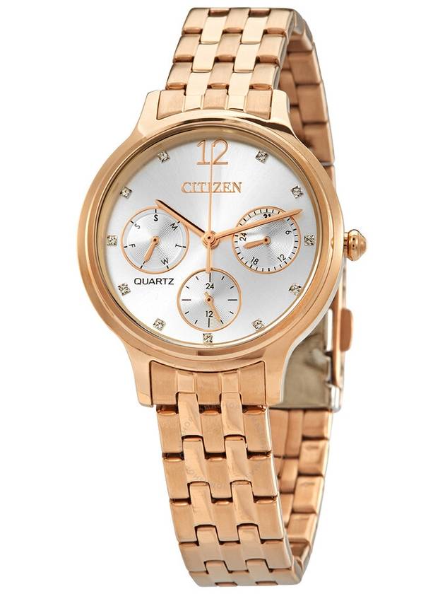 Citizen Quartz Crystal Silver Dial Rose Gold-plated Ladies Watch ED8183-54A - CITIZEN - BALAAN 1