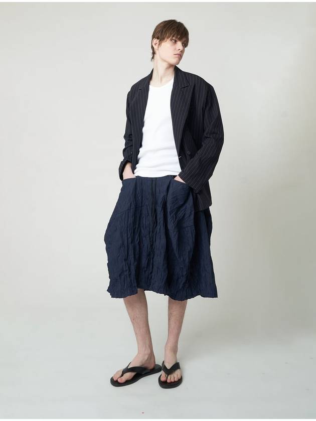 Crinkle Bermuda Wide Pants Dark Navy - ATHPLATFORM - BALAAN 9