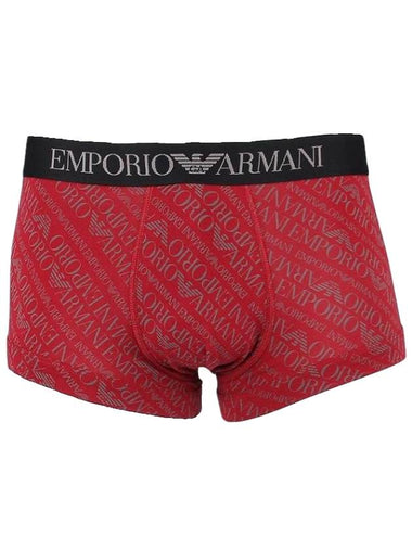 All Over Logo Elastic Band Cotton Trunk Briefs Red - EMPORIO ARMANI - BALAAN 1