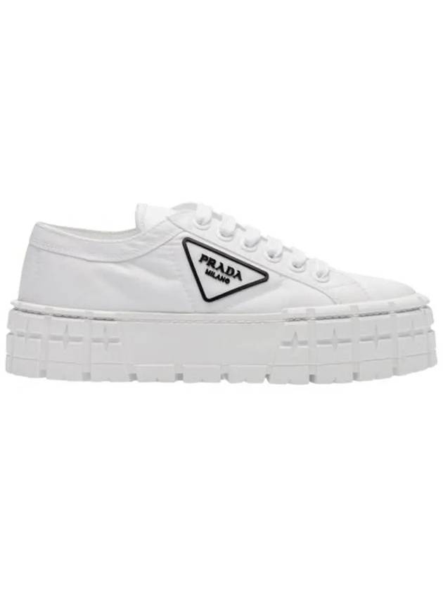 Double Wheel Re-Nylon Gabardine Low-Top Sneakers White - PRADA - BALAAN 3