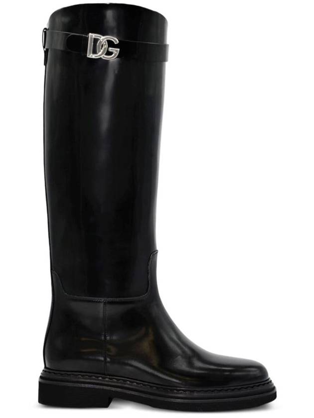 Logo Plaque Long Boots Black - DOLCE&GABBANA - BALAAN 2