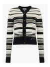 Logo Stripe Wool Cardigan Black - GANNI - BALAAN 2