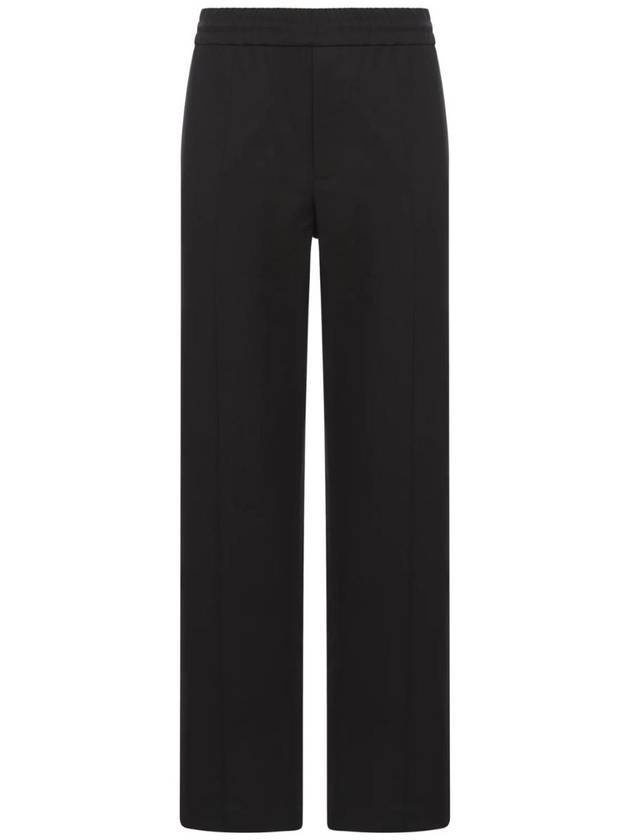 Rubber Rise V Detail Stretch Cotton Canvas Straight Pants Black - VALENTINO - BALAAN 1