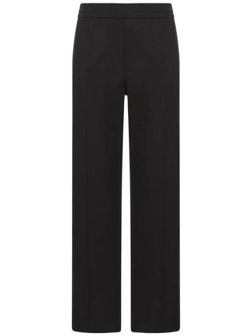 Rubber Rise V Detail Stretch Cotton Canvas Straight Pants Black - VALENTINO - BALAAN 1