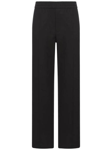 Rubber Rise V Detail Stretch Cotton Canvas Straight Pants Black - VALENTINO - BALAAN 1